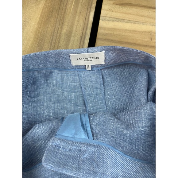 Lafayette 148 New York Blue Linen Blend Wide Leg Trousers Womens Size 8 - Picture 4 of 5